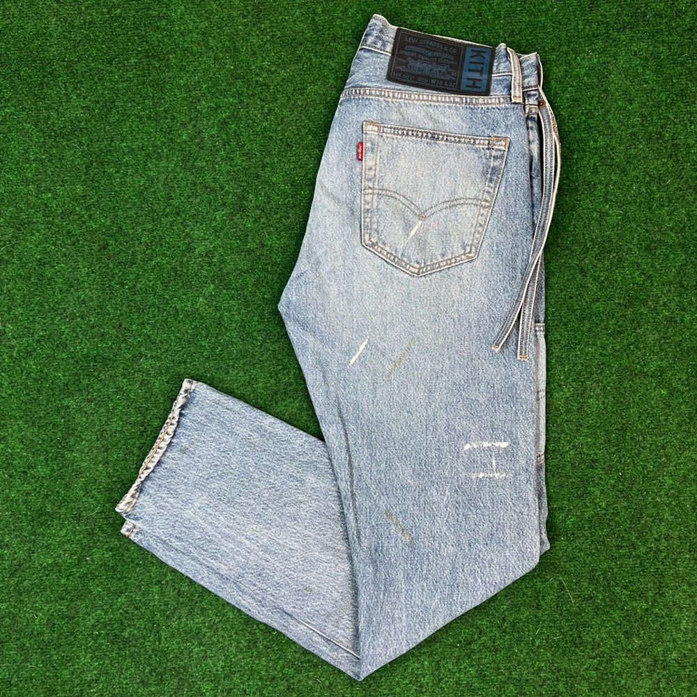 Kith X Levi’s Mitchell’s Paint Splatter 501 Denim Medium Blue Size 32x32